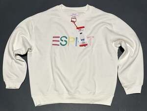 Esprit Costco Crewneck Sweatshirt Womens Sz M Cream Ivory Retro Logo NWT